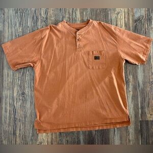 Big Smith Henley Shirt Mens XL Burnt Orange Short Sleeve Pocket Workwear